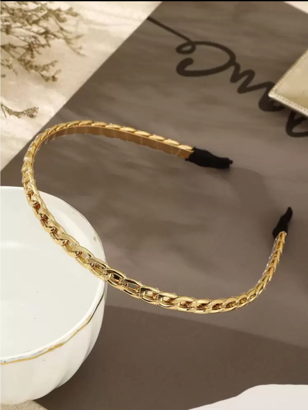 Gold Braided Metal Headband - Women's Accessory